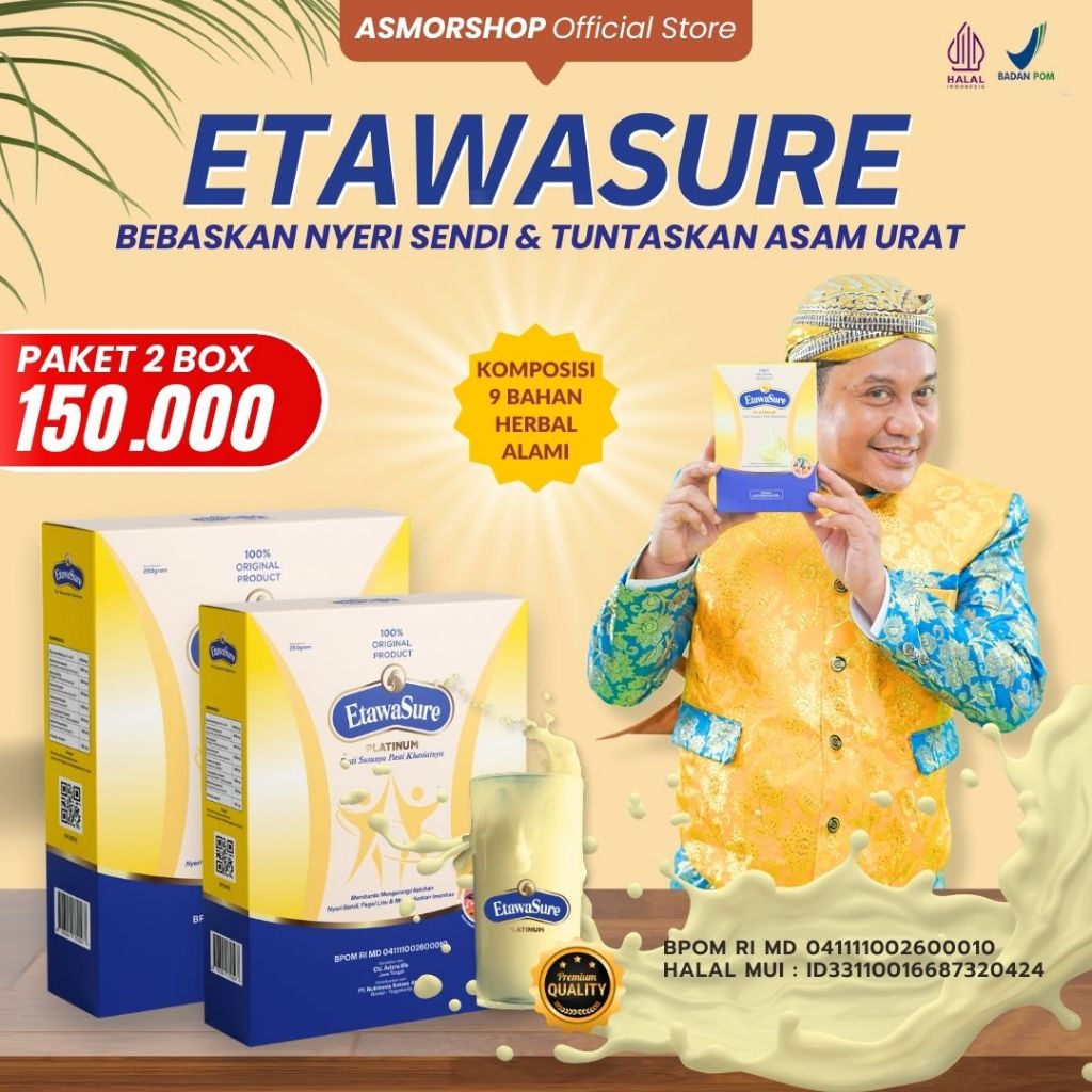 

Etawasure Platinum Susu Kambing Etawa Herbal Untuk Asam Urat Pegal Linu dan Osteoporosis 2 Box