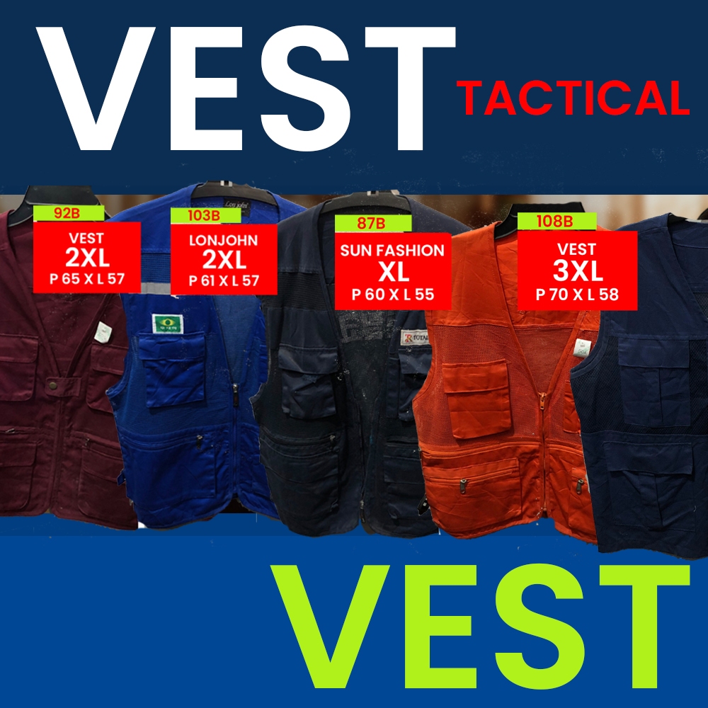 VOL 9 ROMPI VEST TACTICAL Lapangan / Proyek / Kerja / Cargo / Banyak Saku / Tukang Parkir / Safety /