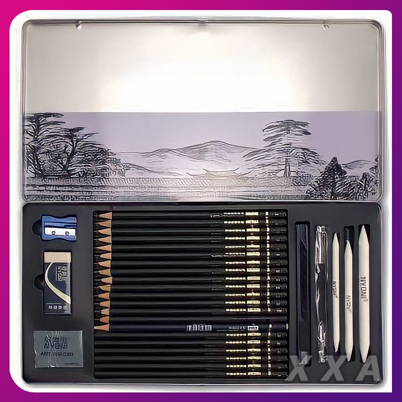 

Sketch Drawing Pencil Tin Case Box Set 29 Pensil Lukis Sketsa