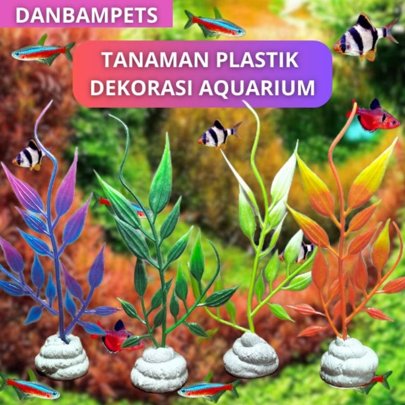 Tanaman Plastik Hiasan Aquarium / Hiasan Aquarium Tanaman Plastik