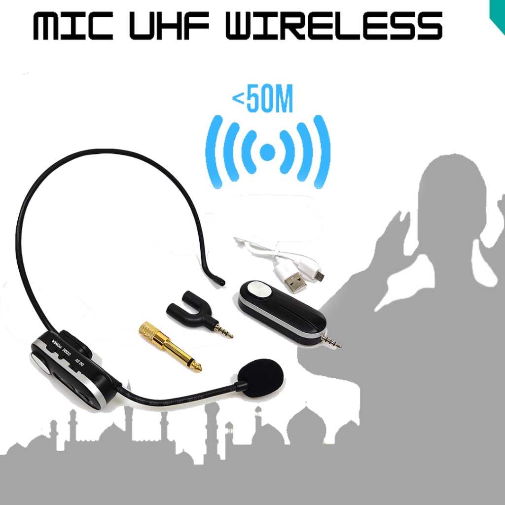 Microphone Mic Wireless Headset Bando To Ampli - Pc - Laptop Mic imam masjid