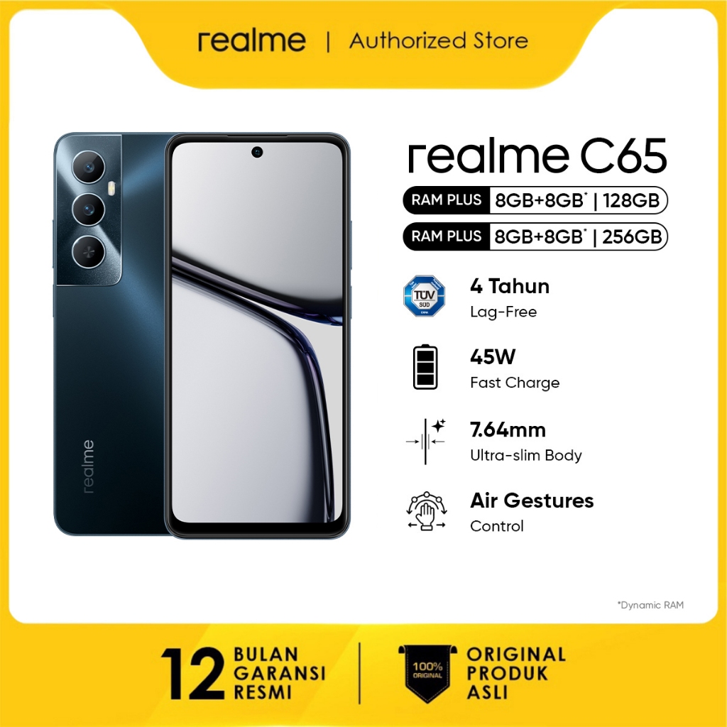 realme C65 HP 8*8+256GB 45W Fast Charge | 5000mAh Massive Battery | G85 | 5000mAh Massive Battery | IP54 Water Resistance | Rainwater Smart Touch-Starlight Black