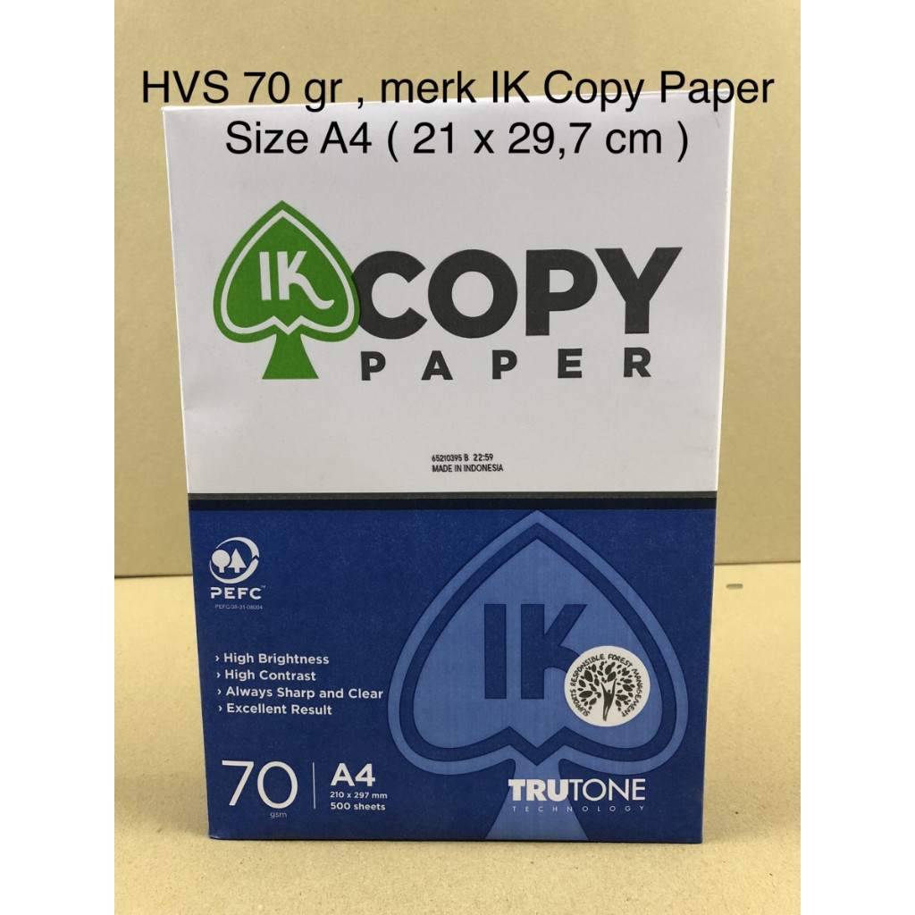 

KERTAS FOTOCOPY UK. A4 70GR merk IK-CopyPaper/Aone