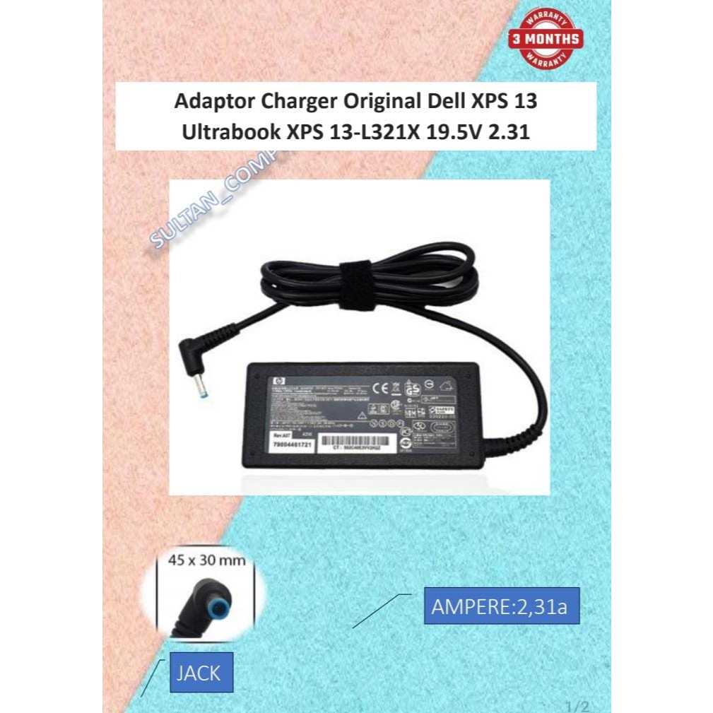 Adaptor Charger Original Dell XPS 13 Ultrabook XPS 13-L321X 19.5V 2.31