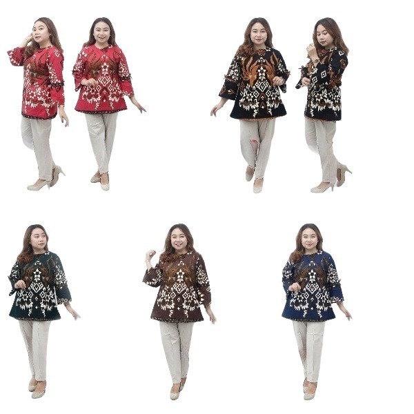 Putri Nasya - Blouse Big Size Batik Atasan Wanita Ukuran S,M,L,XL,XXL,3L,4L,5L