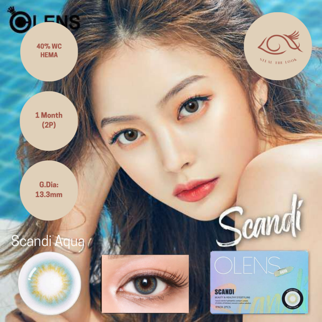 Ready Ori 100% Olens Newjeans & Blackpink Monthly Scandi Aqua Series ( 2pcs = 1 pasang ) pemakaian 1