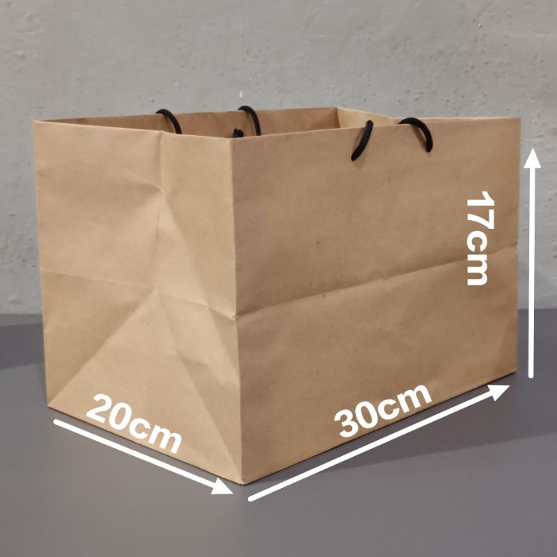 

Paperbag Goodiebag Kantong Kraft Polos 30x20x17