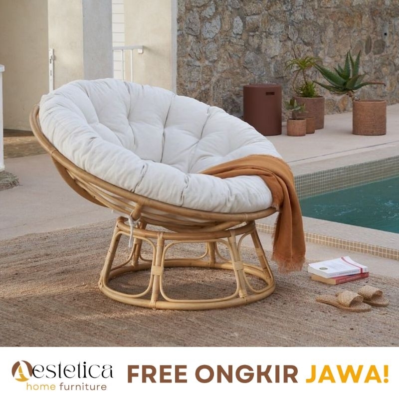 (FREE ONGKIR) PAPASAN ROTAN / KURSI BULAT NATURAL ROTAN / KURSI MALAS ROTAN By Aestetica Furniture S