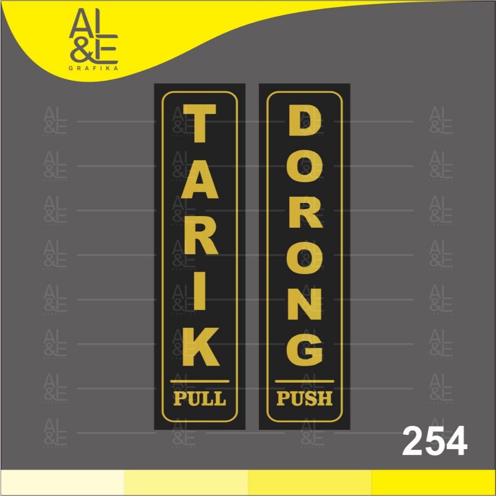 

254 - Stiker Pintu Tarik Dorong (Sepasang, Tarik dan Dorong), Gold , Premium, Tahan Air