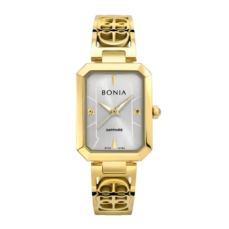 Jam Tangan Wanita Bonia B10764-2213 Elegance Women Gold Stainless Steel Sapphire Crystal Crystal Gla