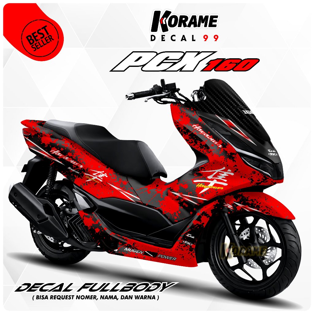 Decal Stiker PCX 160 New Gen Motif Hayabusa Red and Black Full Color