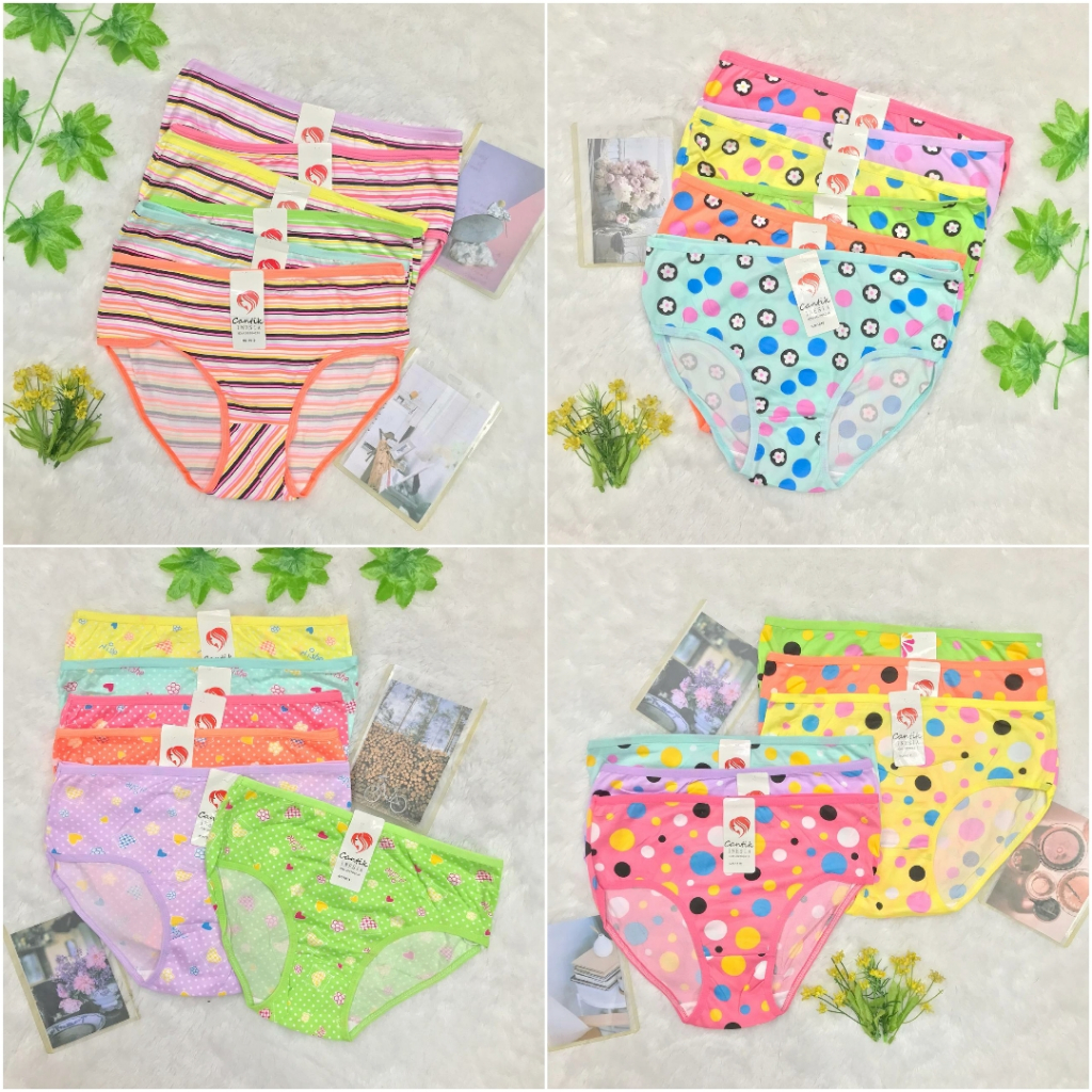 Celana Dalam Wanita Remaja Dewasa Fit to XL | Sepinggul Motif Katun Karet Kecil CD Wanita Cewek Mura