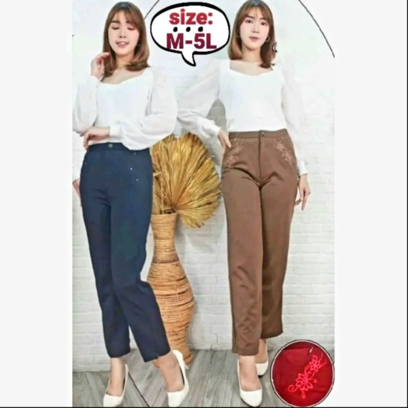 Celana Panjang Korea Hua Li Xiang,  Bahan Tebal dan Melar, size M-5L