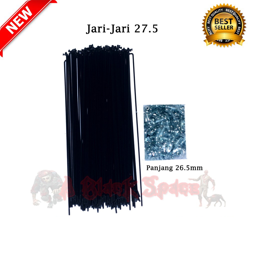 Jari Jari Ruji Spoke Sepeda Ukuran 27,5 warna HITAM 36pcs 26,5mm