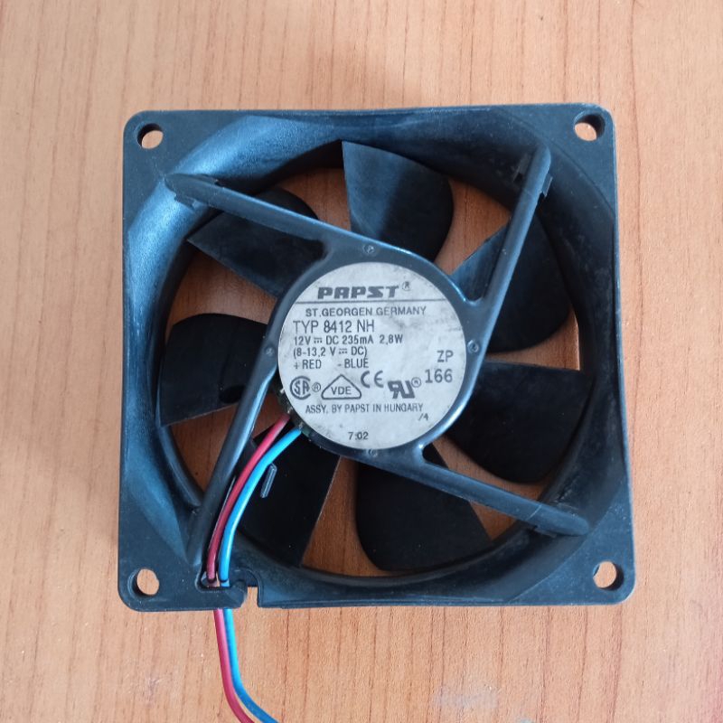 KIPAS PAPST 12VDC 2.8W 8X8 CM TEBAL 2.5CM FAN BEKAS