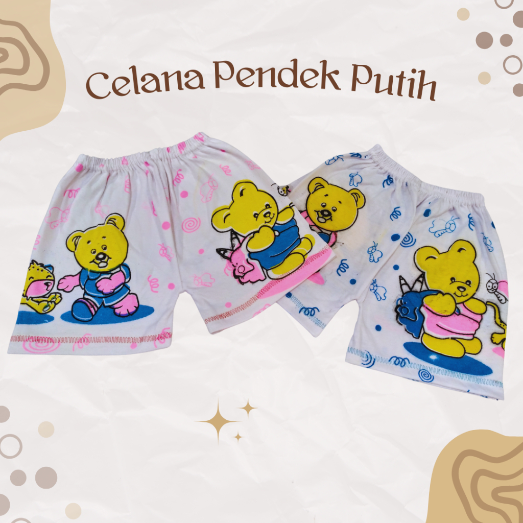 celana pendek putih anak isi 12 pcs (1 lusin)/celana anak 2 tahun/celana bayi murah lusinan