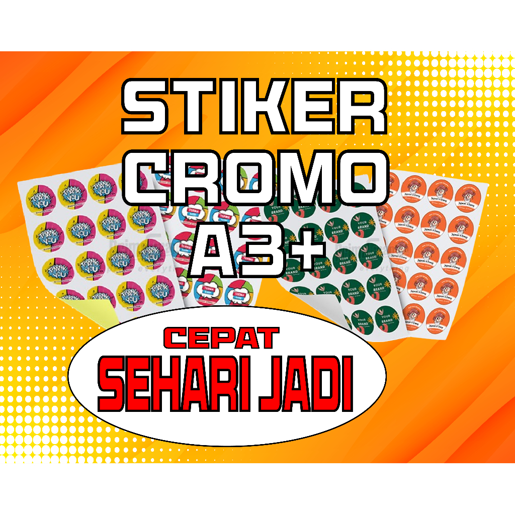 

CETAK STIKER CHROMO CUT A3 MURAH / CETAK STIKER LABEL KEMASAN MAKANAN MINUMAN ONLINESHOP