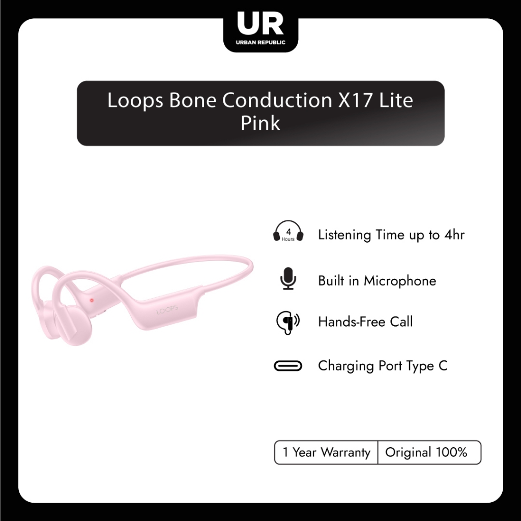 LOOPS Bone Conduction X17 Lite Bluetooth Earphone - Pink