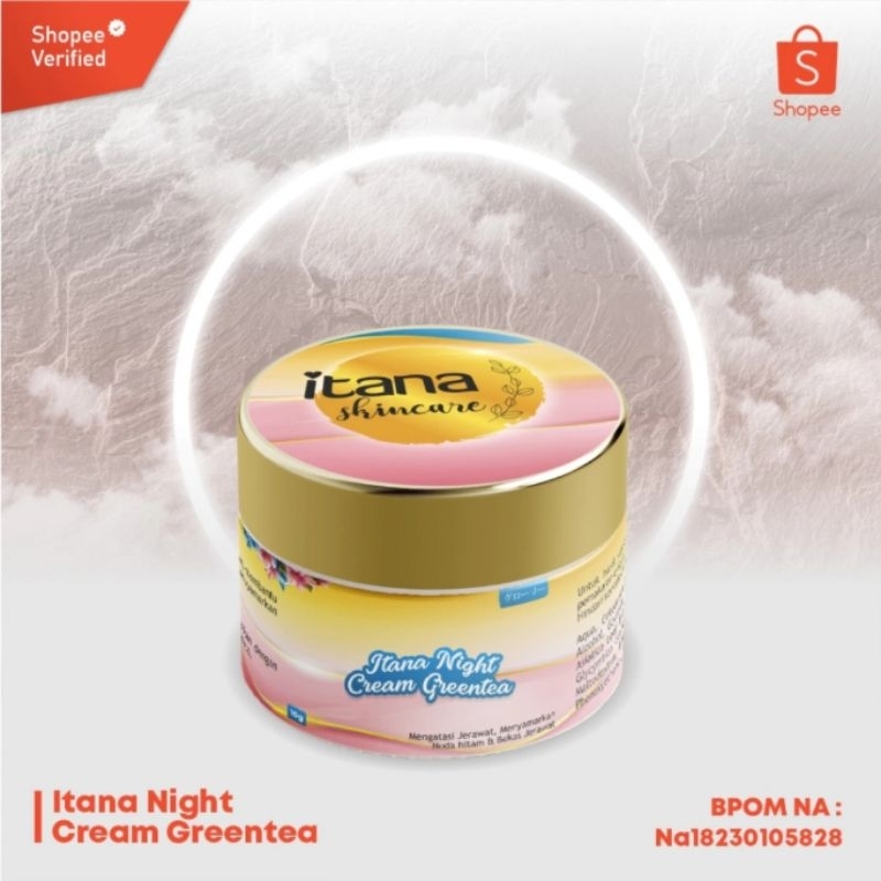 Night Cream Greentea Itana / Cream Malam Acne Itana Skincare