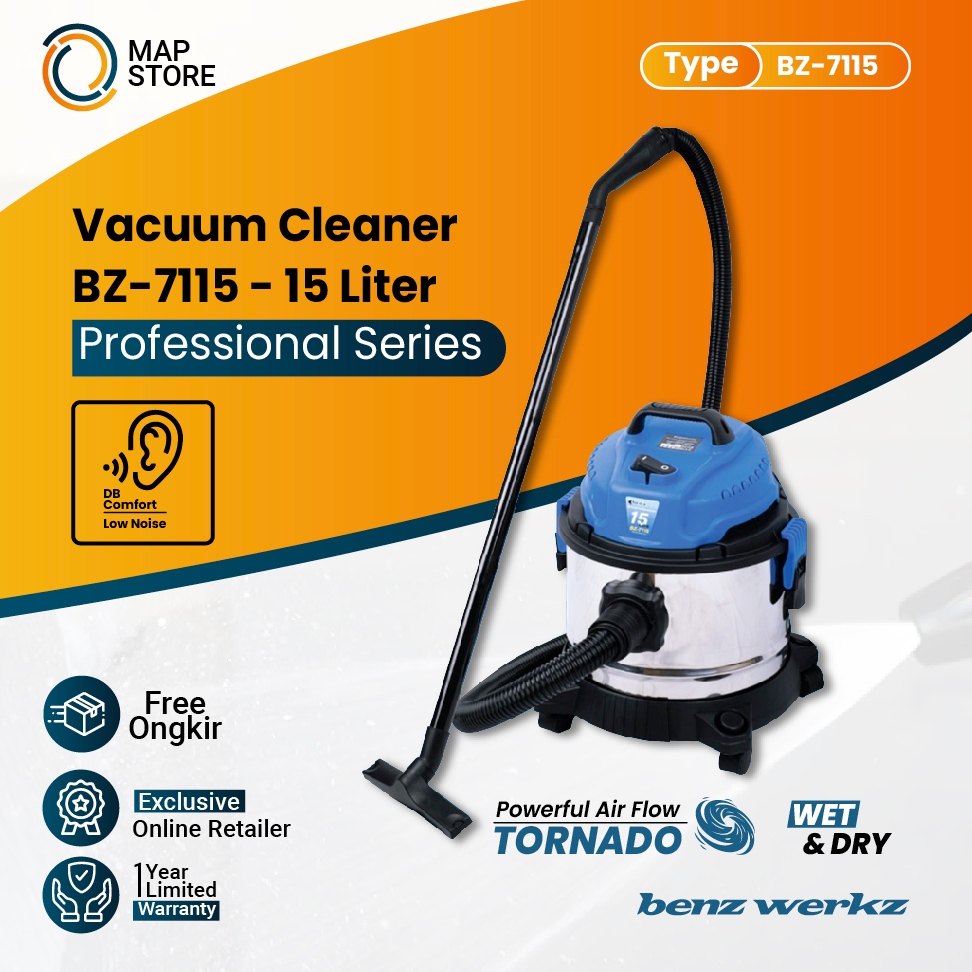 Vacum Cleaner 15L Mesin Vakum Sedot Debu Wet & Dry BZ 7115 Benz Werkz