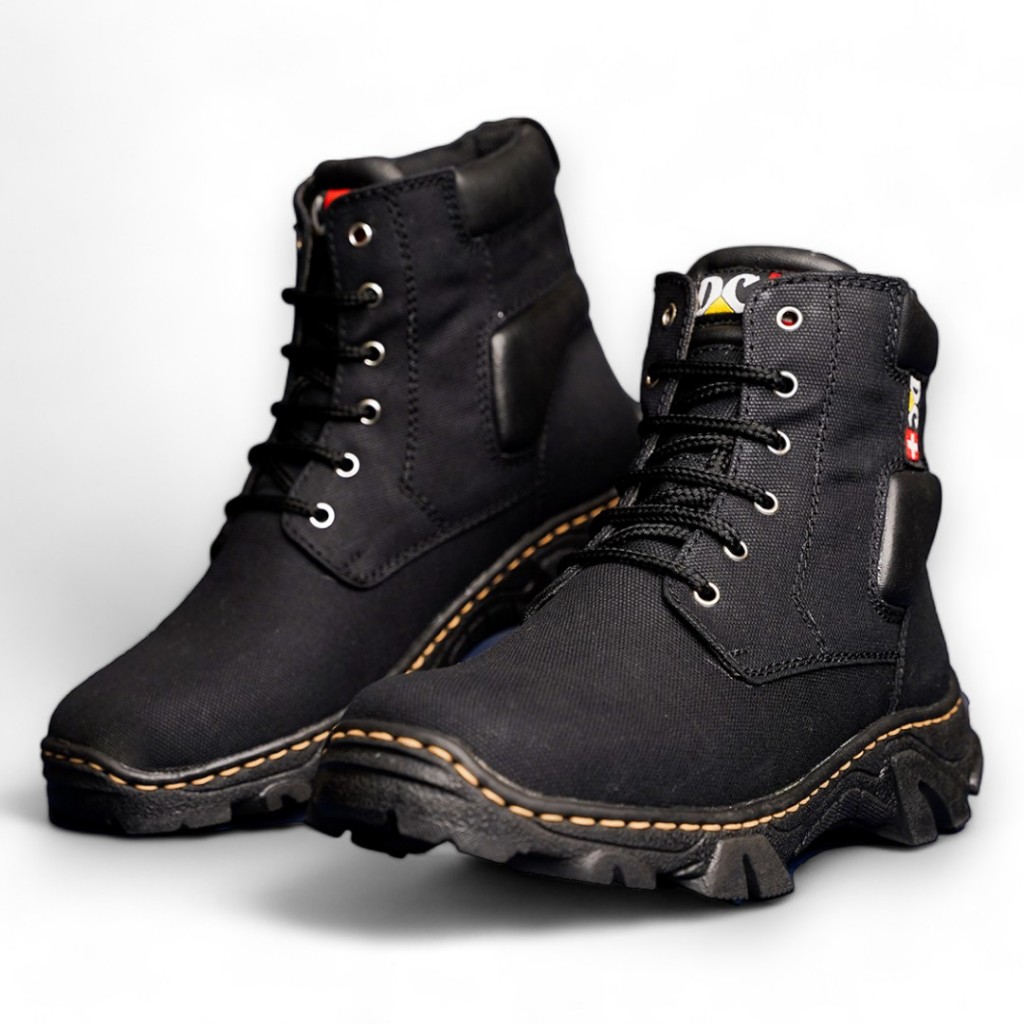 Boots Casual Pria Sepatu Boots Pria Kanvas untuk Hiking dan Taktis Serbaguna Hitam Ukuran 38-45 Sepa