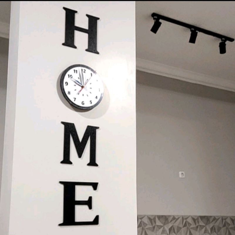 JD016 Jam Dinding Abjad HOME 3D Hiasan Rumah Dekorasi Aesthetic Gift Idea Wall clock