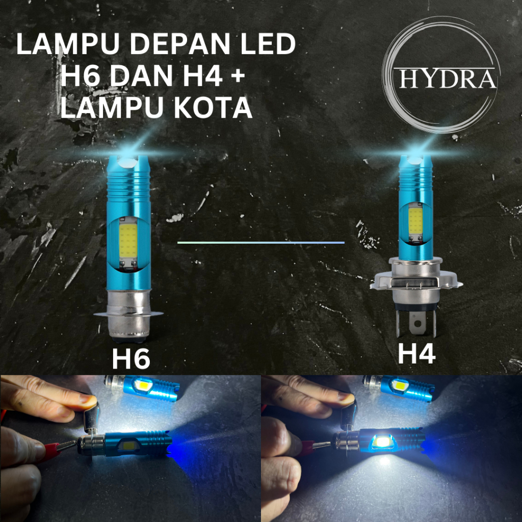 BOHLAM LAMPU DEPAN LED MOTOR H6 H4 LASER BIRU 2 SMD LED HII LOO AC DC / LAMPU DEPAN LED MOTOR LASER 
