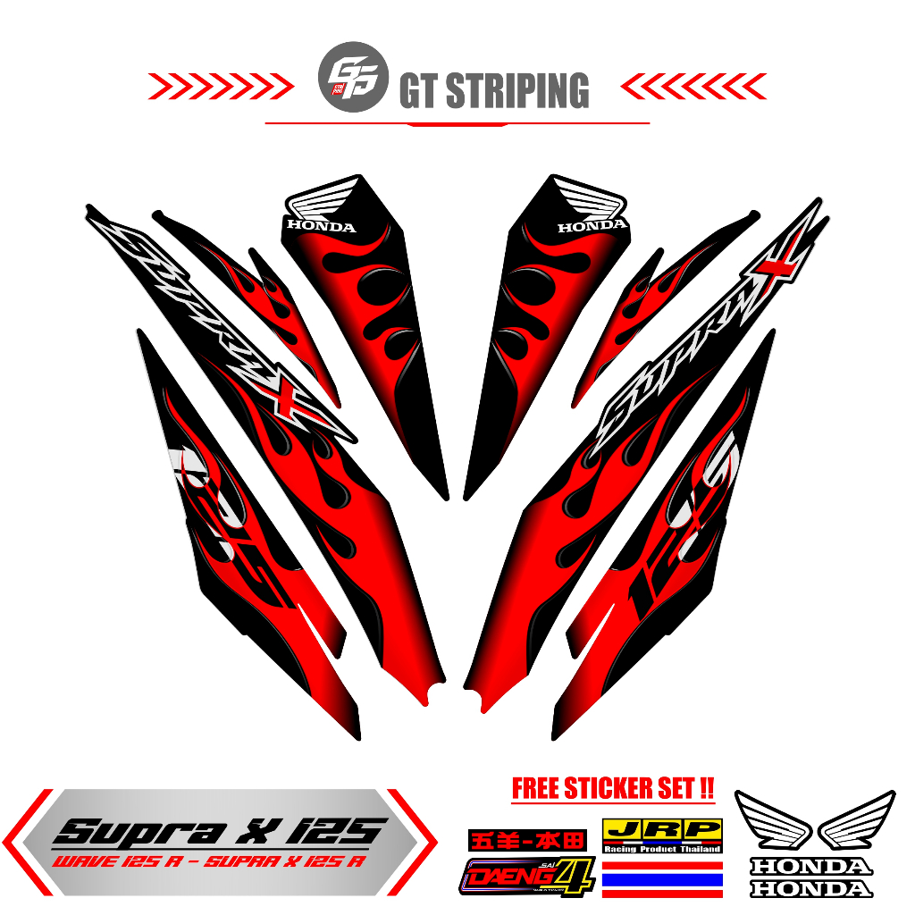 STRIPING SUPRA X 125  R MTF 9/ SUPRA X 125 R / BARU /MOTIF API / STIKER VARIASI / SUPRA 125 / SUPRA 