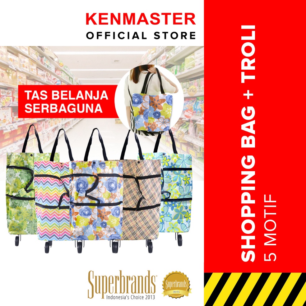 Paling Dicari Tas Belanja Lipat Roda Serbaguna NM18  Troli Shopping Bag  MOTIF RANDOM  OL23