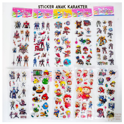 

Promo 1 Lembar Isi Banyak Stiker Anak Timbul 3D Karakter Lucu Tempel Motif Lucu