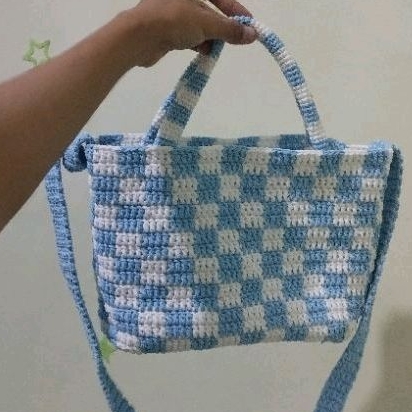 Tas Rajut Motif Catur