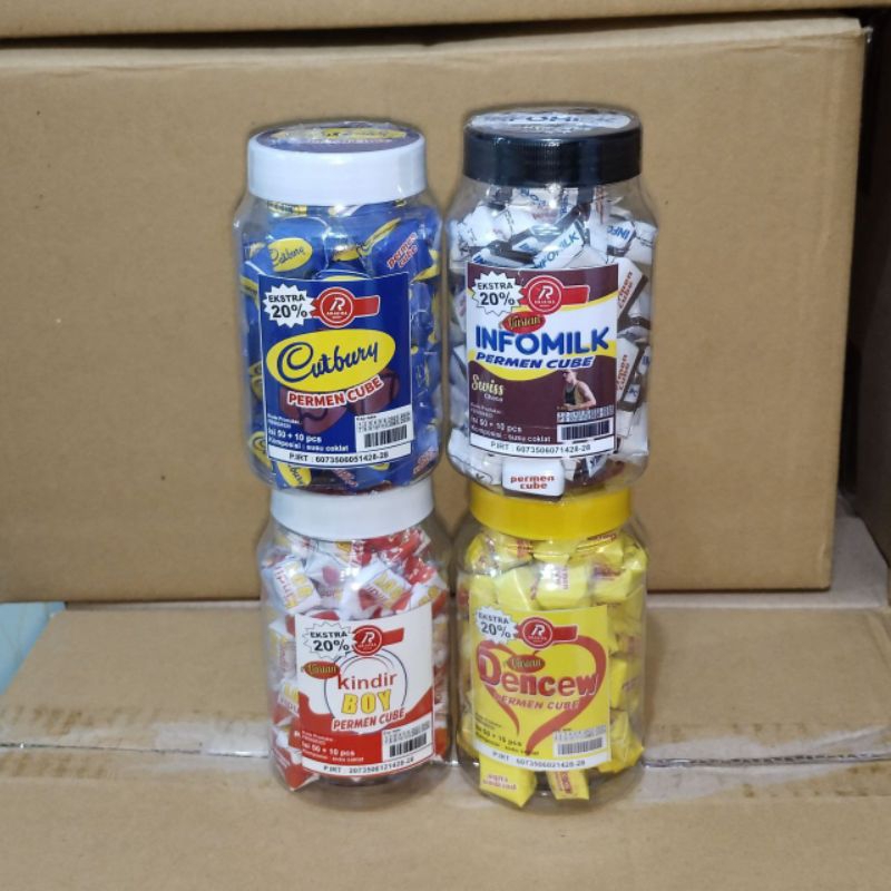 

Permen Candy Cube Bundle 4 CUTBURY + INFOMILK COKLAT + KINDIR BOY + DENCEW isi 60 pcs