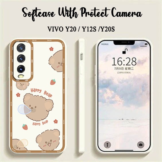 Softcase Macaron Motif Bear [UV15] For Vivo Y20 Y12S Y20S - Case HP Vivo Y20 Y12S Y20S - Casing HP V