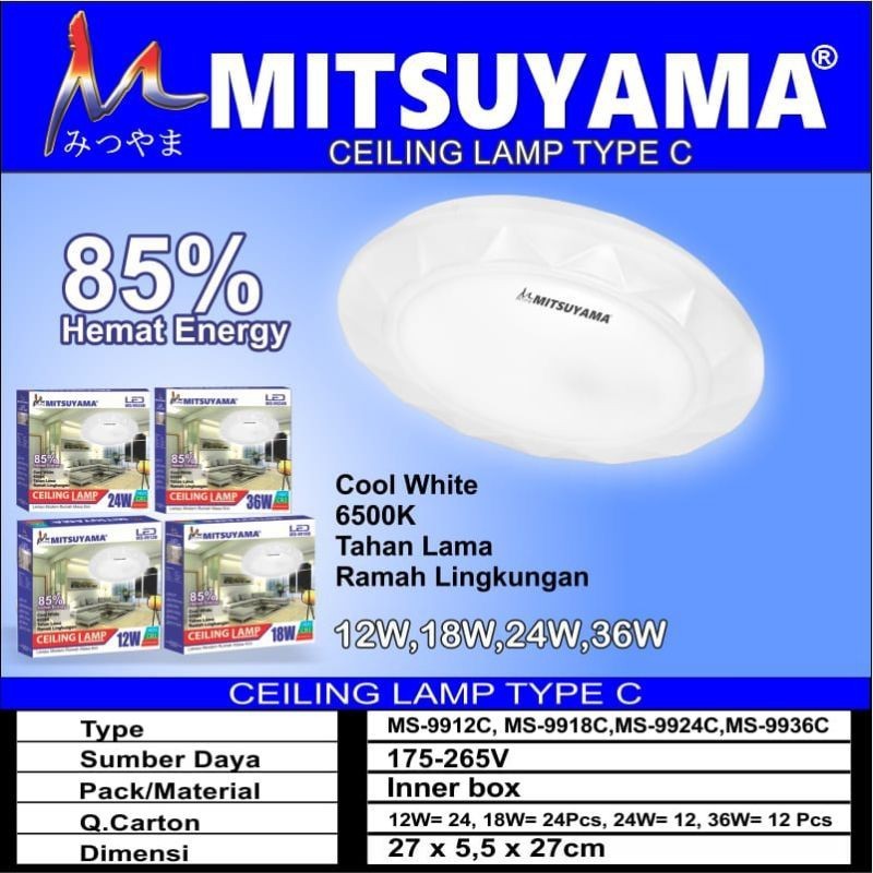 LampuLED Plafon Ceiling 24/36 Watt Tipe C - 36watt