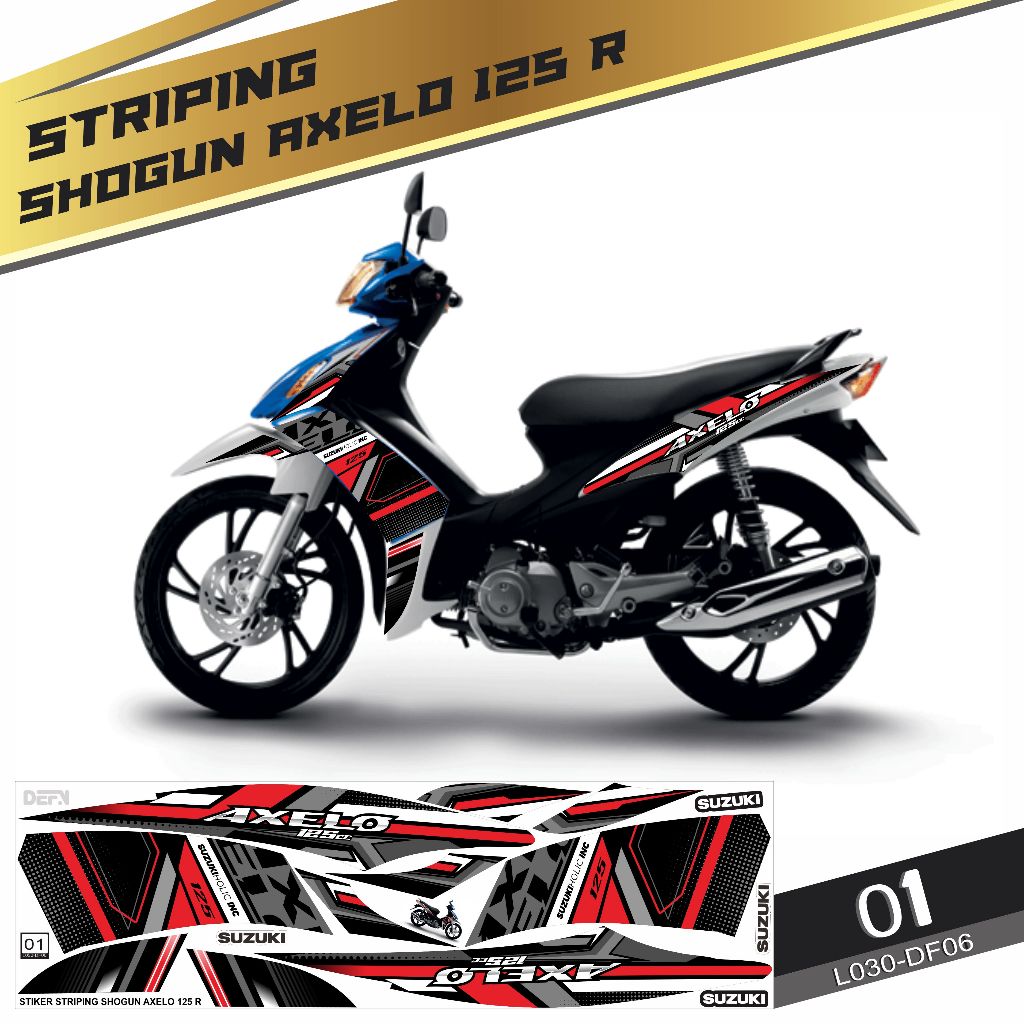 Stiker striping Decal Suzuki Shogun Axelo 125 R 2011-2014 Semifullbody Variasi DF06