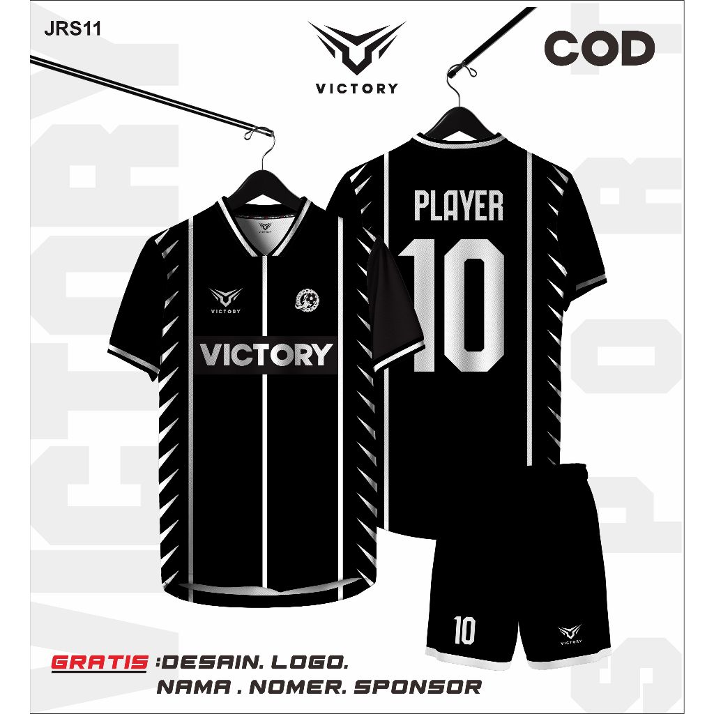 JERSEY FUTSAL CUTOM NAMA SETELAN ANAK DEWASA TERBARU MOTIF HITAM LINE PUTIH