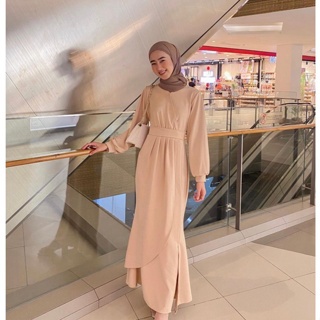 TALITA DRESS - DRESS KOREAN STYLE FIT BODY GAMIS  DRESS REMAJA PREMIUM KEKINIAN DRESS BELT BEST SELLER GAMIS BANGKOK GABIS MERMAID LONG DRESS KOREAN MAXI GAUN PESTA BAJU MUSLIMAH SEMI KATUN PRESS BODY FIT BODY PREMIUM GAMIS MALAYSIA POLOS DRESS LEBARAN-Beige