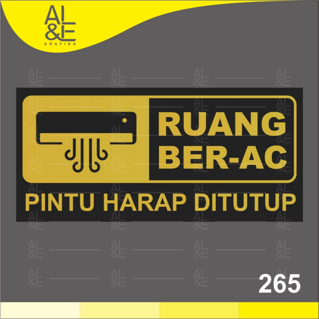 

265 - Stiker Ruang BerAC, Ruangan Ber AC, Gold, Sticker Vinyl, Premium, Tahan Air