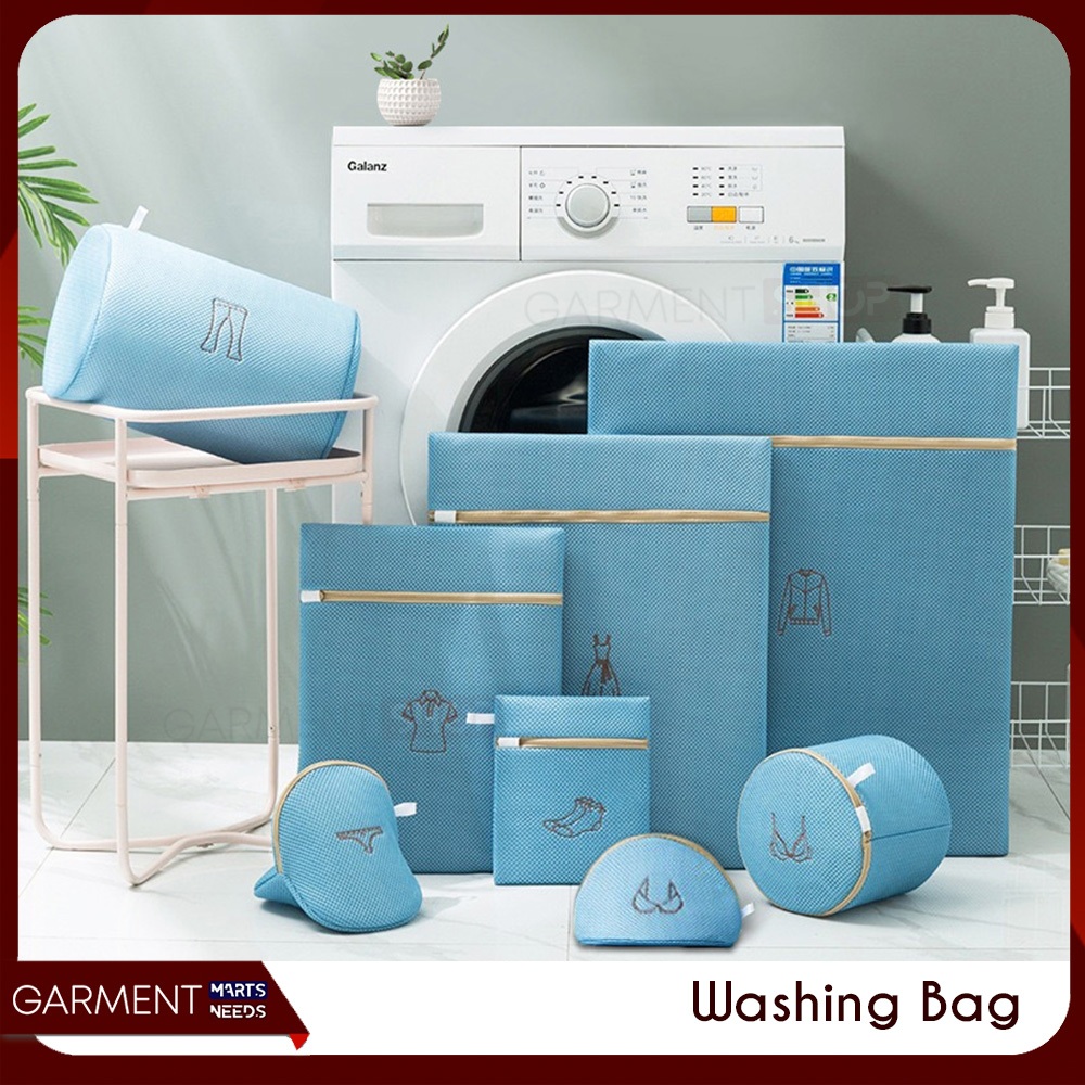 WASHBEL - Jaring Laundry Bag Kantong Baju Kotor Mesin Cuci Tebal Warna Biru Krem Bagus Bra Celana Da