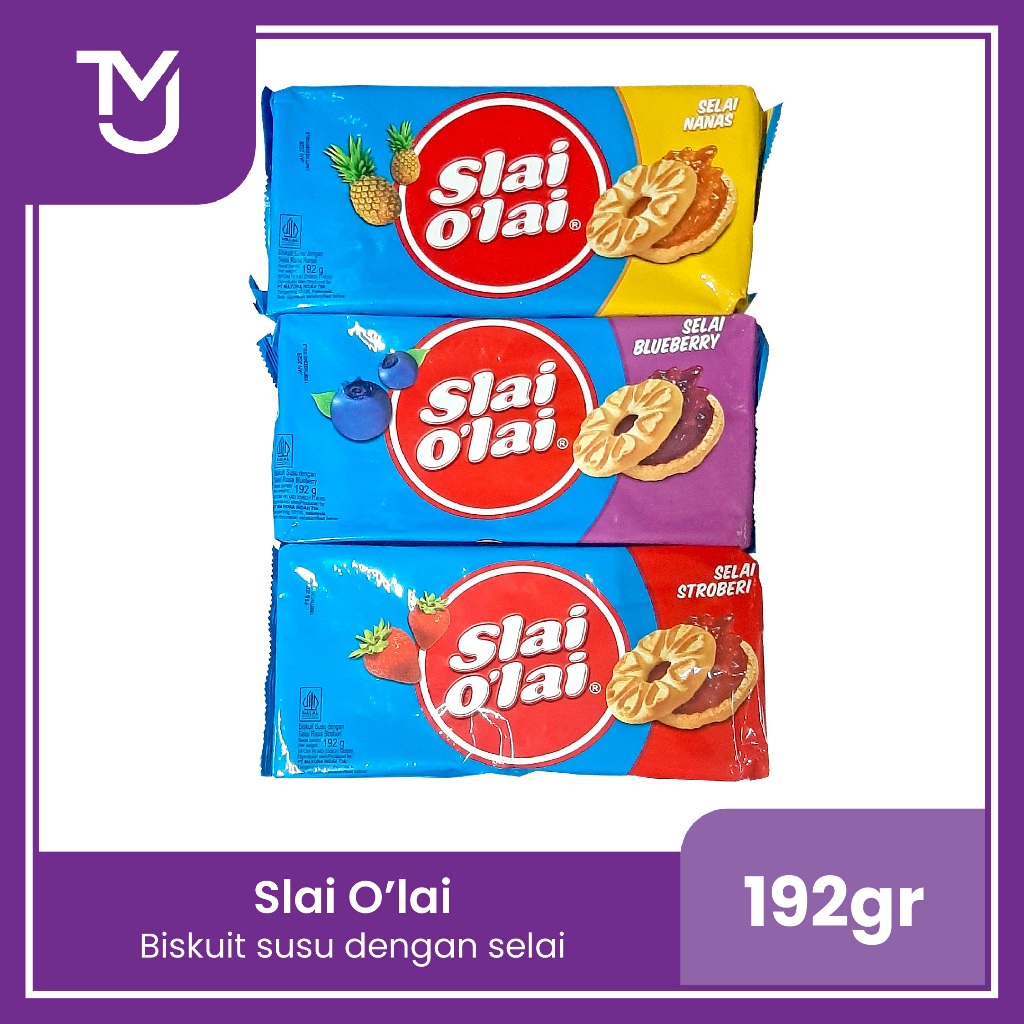 

Biscuit Slai O'lai 192gr - Biskuit susu dengan selai stoberi nanas blueberry