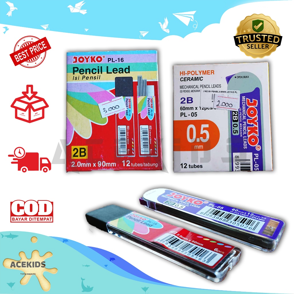 

Isi Pensil Mekanik Joyko 2mm dan 0.5mm Refil Pensil Mekanik PL05JPAK PL16