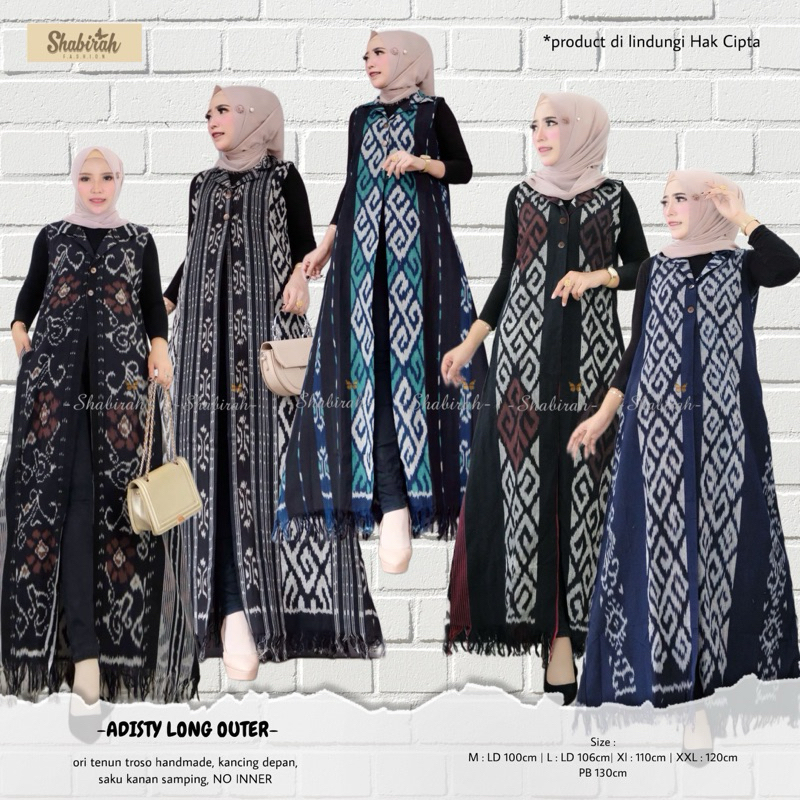 ORI SHABIRAH - ADISTY LONG OUTER SIZE S - SUPER JUMBO BAJU BATIK WANITA TENUN TROSO EKLUSIF