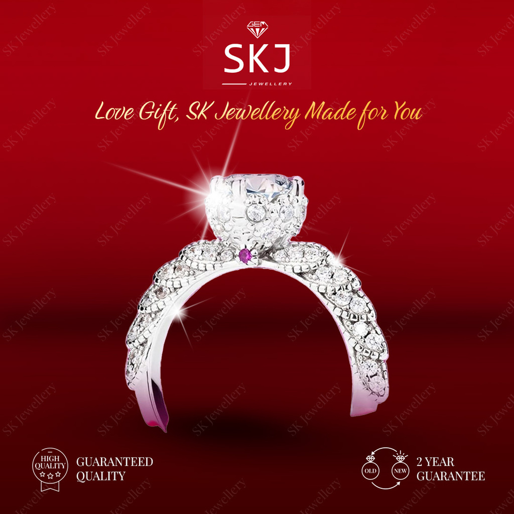 SK Jewellery - Garansi 2 Tahun  -  Cincin  Wanita  Perhiasan Wedding   Nikah Kawin 1 Carat  Lapis Em