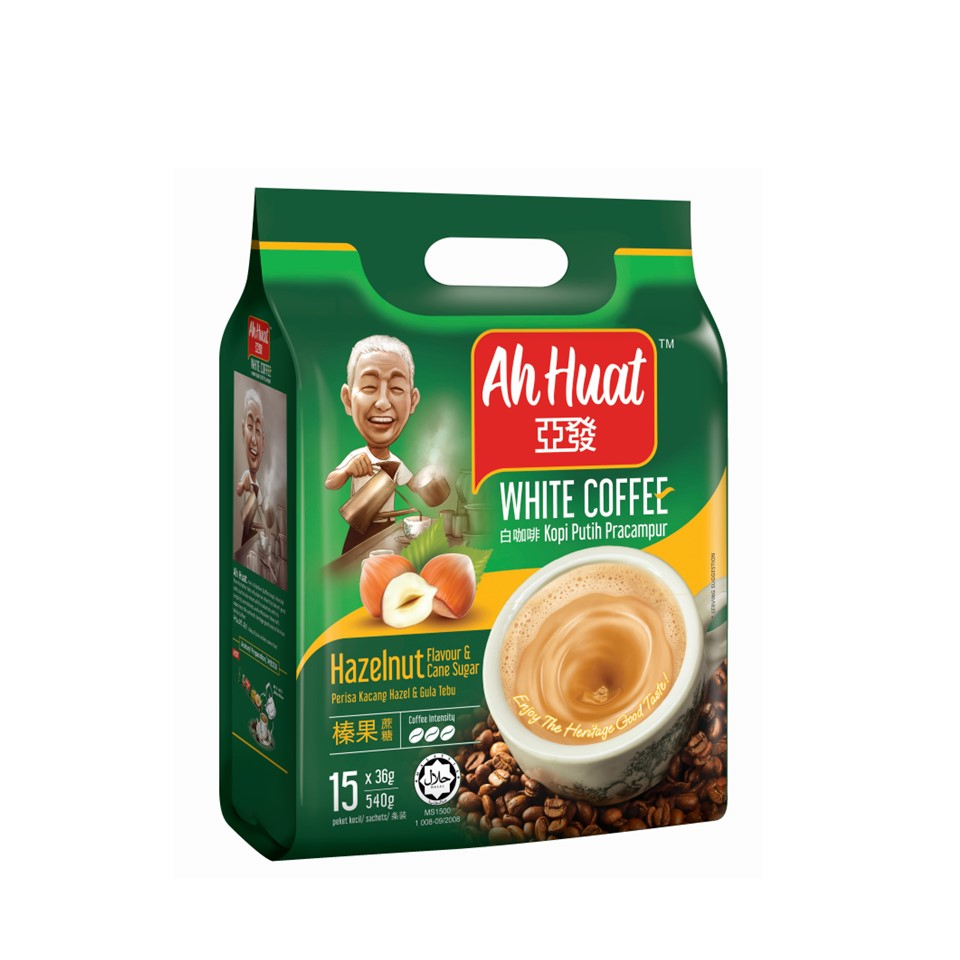 

Ah Huat White Coffee Hazelnut & Cane Sugar 15 x 36 Gram