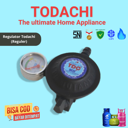 Regulator Kompor Gas Todachi Premium Zink Alloy Tekanan Rendah Dengan meteran High Quality