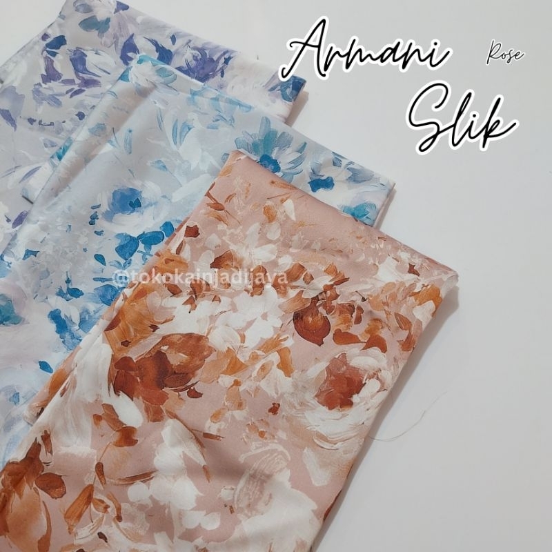 armani silk bunga mawar / armani snow white / armani satin / armani print / soft silk / armani silk