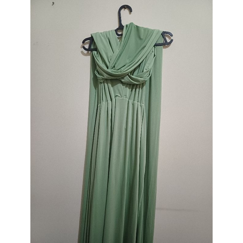 FREE KEMBEN - Ready Dress bridesmaid hijau sage formal, pesta, Multiway