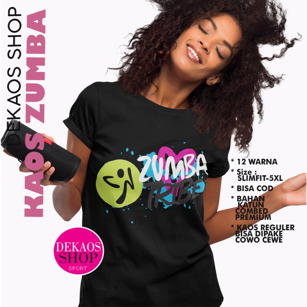 BAJU KAOS ZUMBA WANITA TERBARU ORIGINAL OLAHRAGA SENAM GYM FITNES SPORT DEKAOS SHOP 2943 ZUMBA TRIBE
