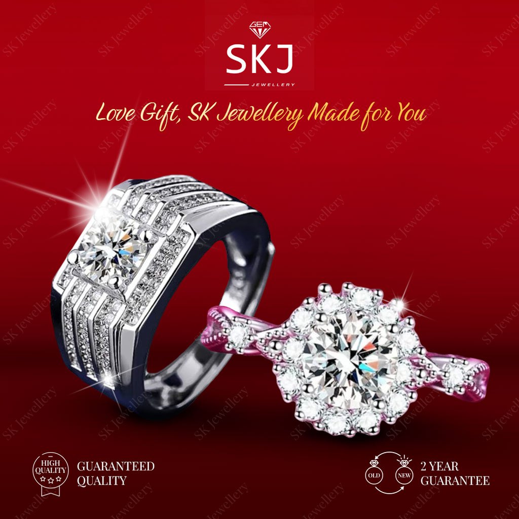 SK Jewellery - Garansi 2 Tahun  -  Diskon Paket Cincin Pernikahan 1 Carat Lapis Emas  18K  Aksesoris