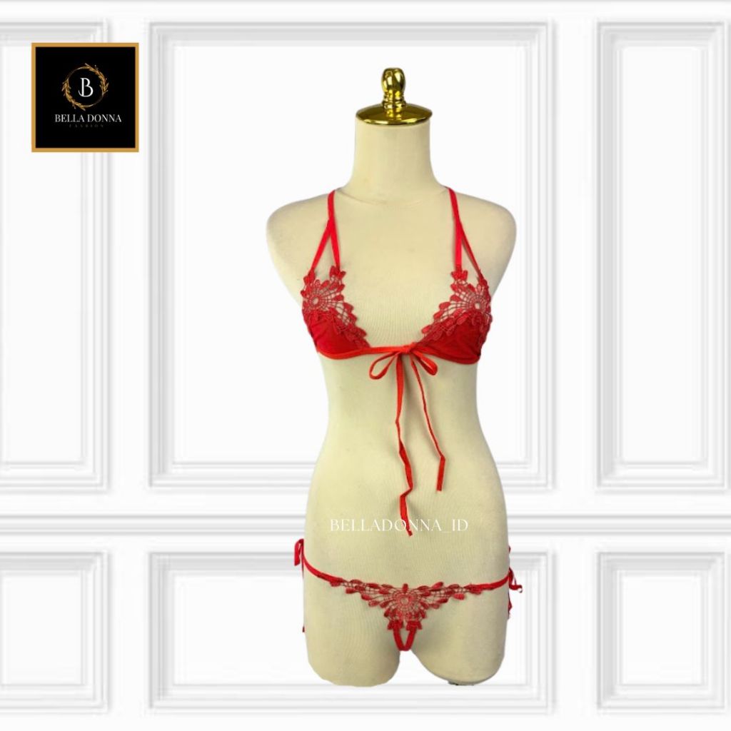 belladonna_id 1 Pakaian Dalam Lingerie BRACD-08 Wanita Dewasa Sexy anggun Lingerie Babydoll Bordir + G-string Pakaian Dalam Transparan Eksotis-7